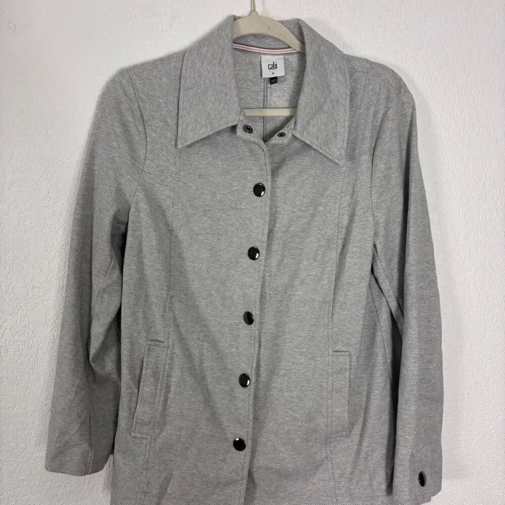 Cabi Grey Peter Pan Collar Button Front Textured Jacket Style#‎ 5855 Size Medium